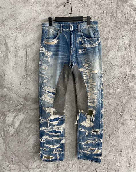 givenchy destroyed denim|Givenchy Jeans in Destroyed Denim and Moleskin.